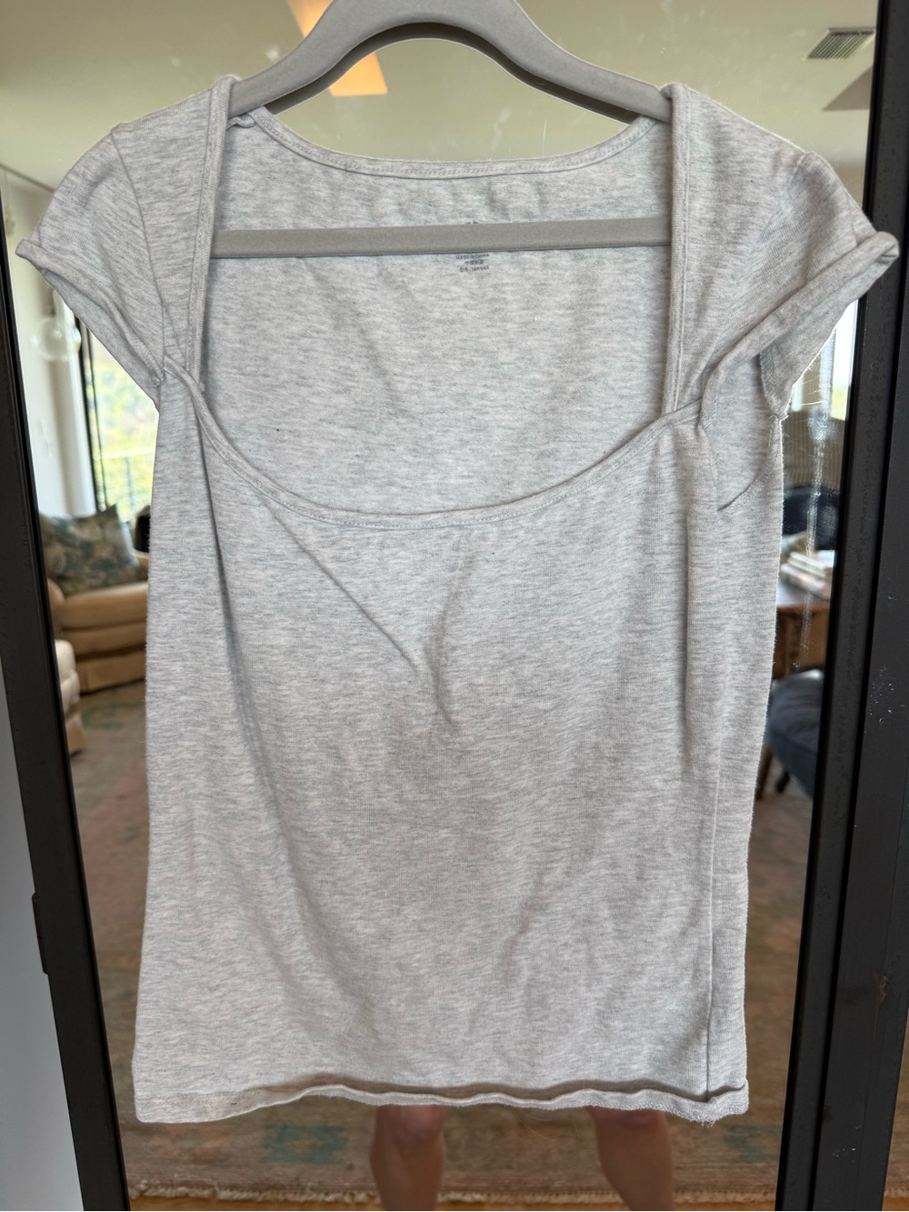Brandy Melville Heather Gray Scoop Neck Cap-Sleeve Tee